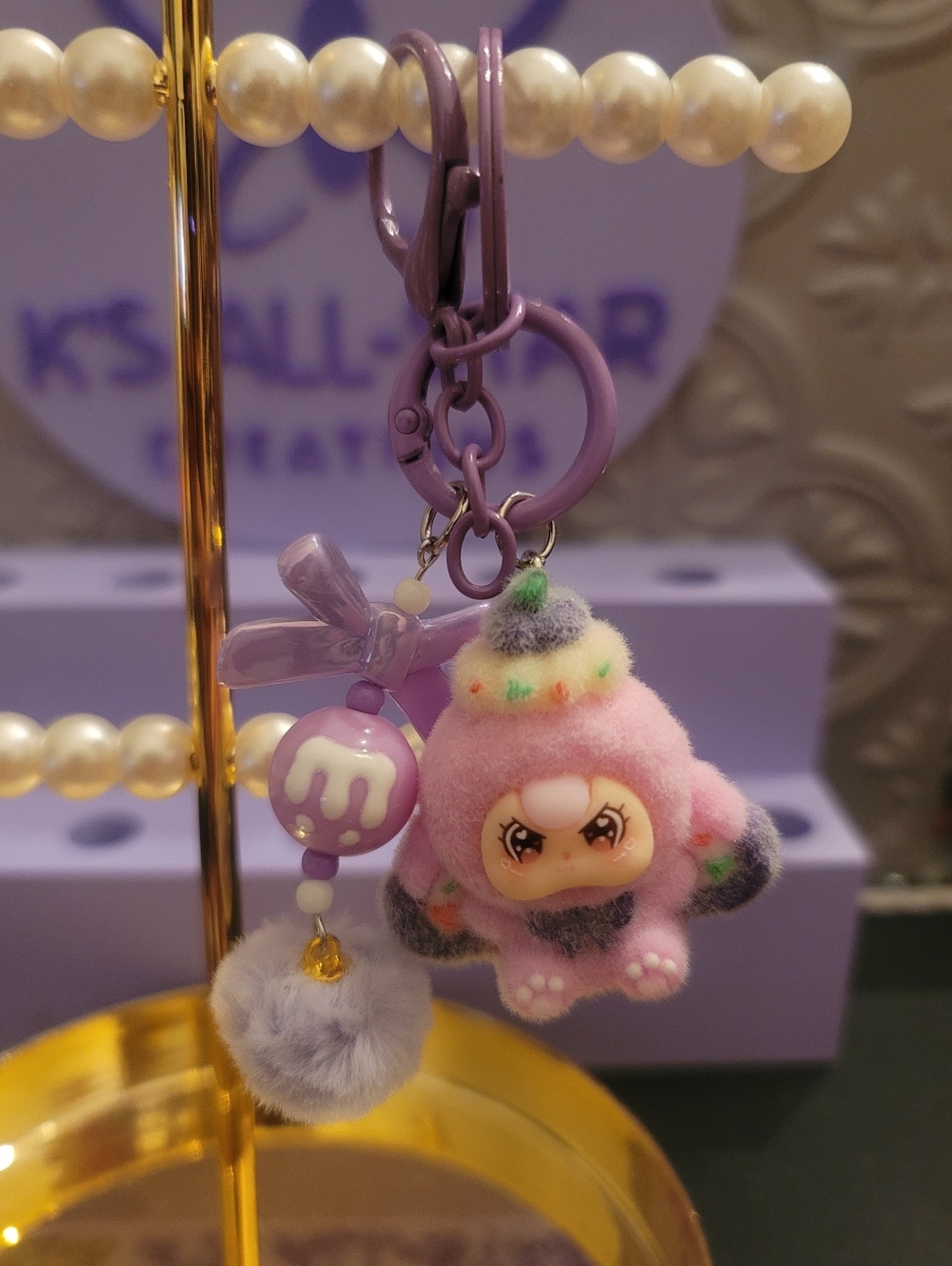 Dora Flocked Character Keychain - Pink